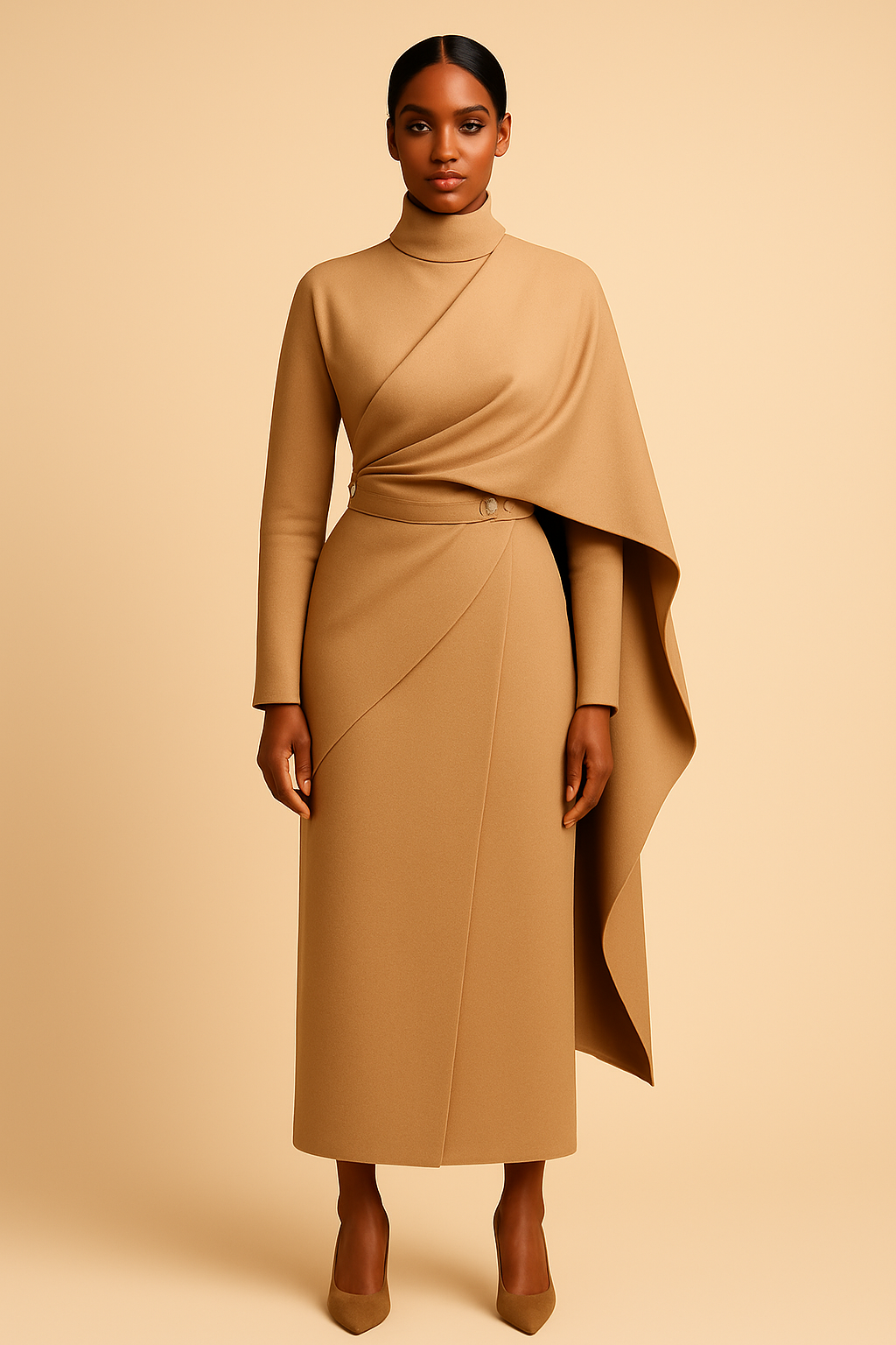 Lev Tahor Wool Draped Dress – Winter 2025