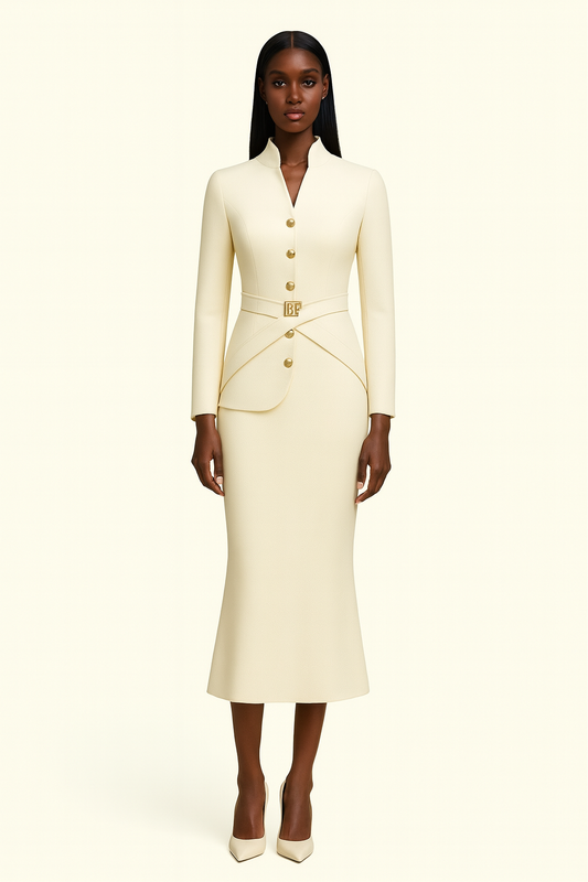 The Ohr Suit – Cream Wool Skirt Suit
