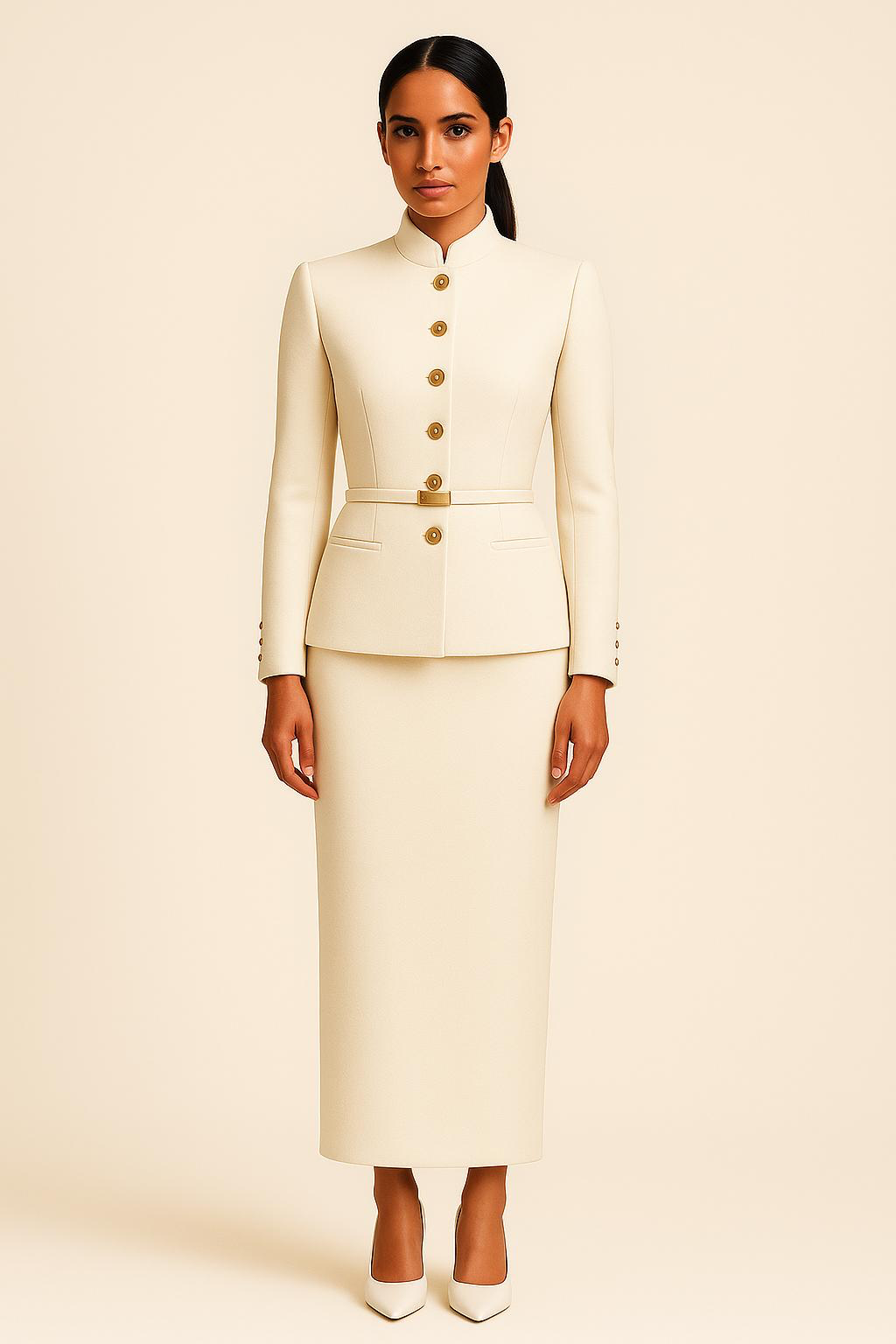 The Ohr Suit – Cream Wool Skirt Suit