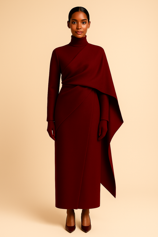 Lev Tahor Wool Draped Dress – Winter 2025