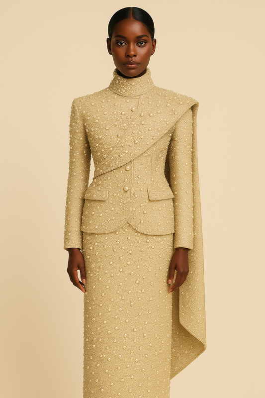 The “Pearl Guard” Skirt Suit — Wisdom in Elegance